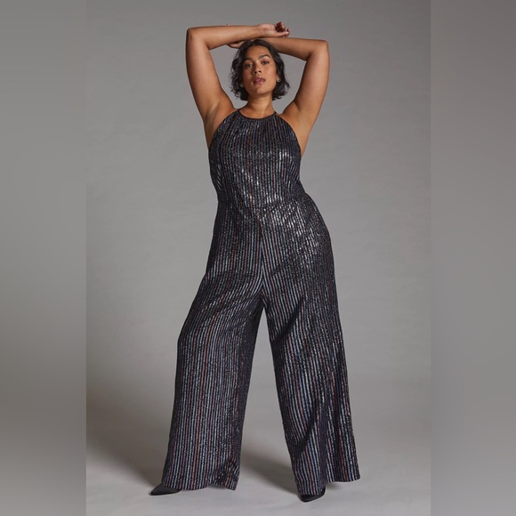 Anthropologie Maeve Disco Halter Jumpsuit. - Picture 6 of 11